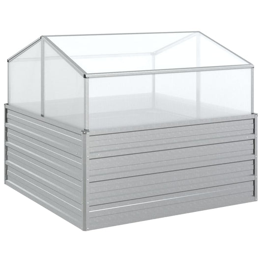 vidaXL Garden Raised Bed with Greenhouse 39.4"x39.4"x33.5" Silver-0