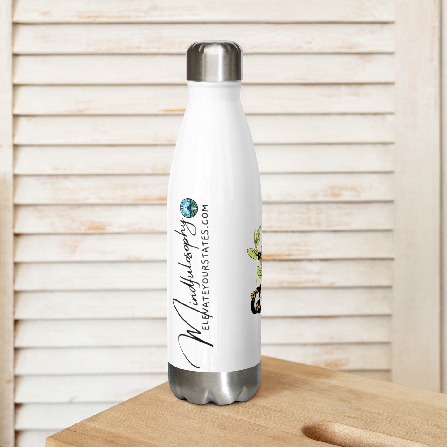 "Never Stop Growing" 17oz Stainless Steel Vacuum Insulated Water Bottle - Keeps Drinks Hot or Cold for Hours