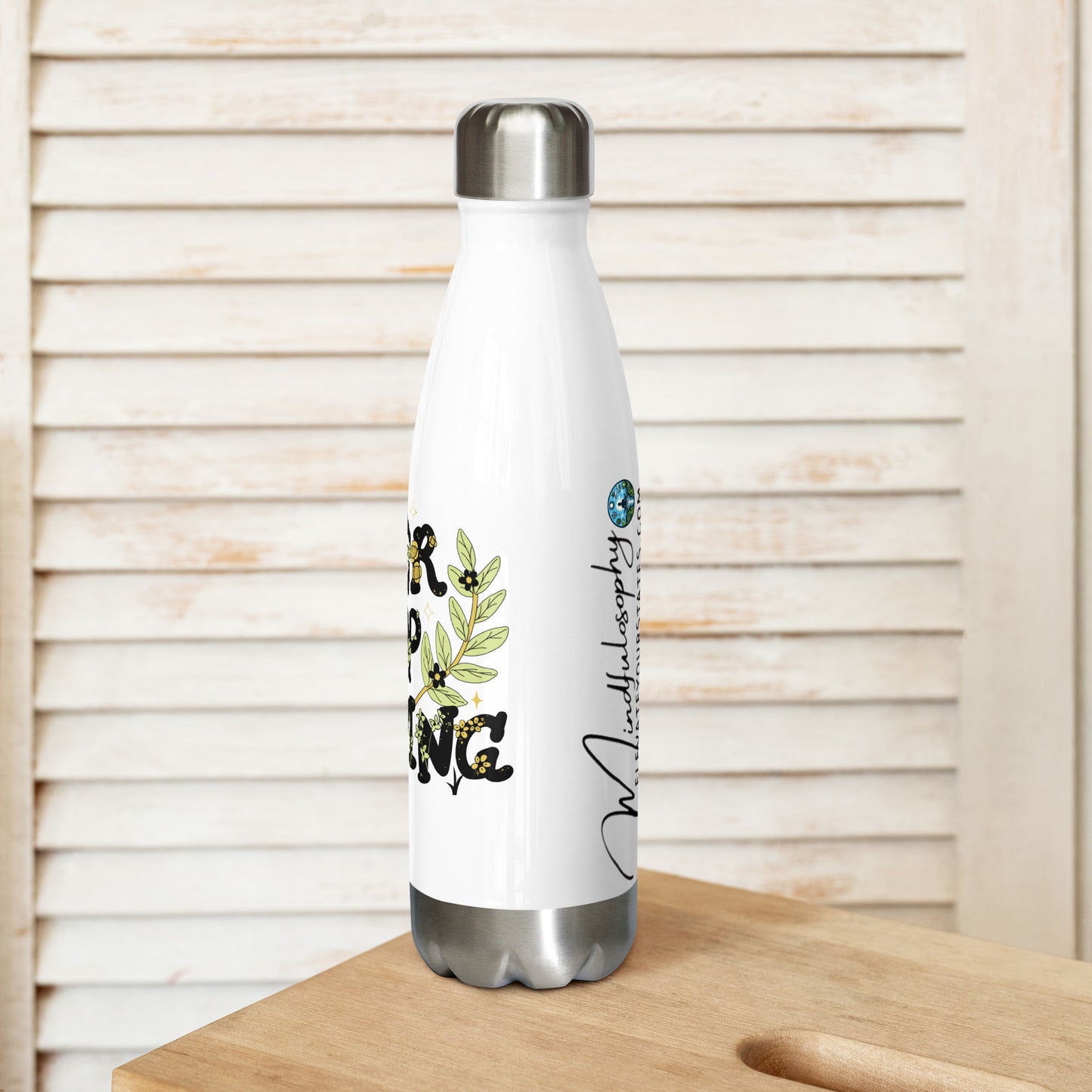 "Never Stop Growing" 17oz Stainless Steel Vacuum Insulated Water Bottle - Keeps Drinks Hot or Cold for Hours